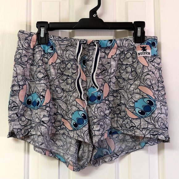 Disney Stitch Sleep Shorts Kids 4–6 Grey All Over Print Drawstring - Picture 3 of 13
